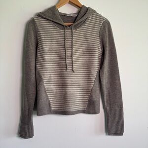 Athleta Noe Merino Wool Striped Hooded Pullover Sweater size small
